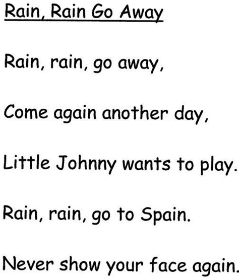 Rain, Rain, Go Away Nursery Rhyme: Lesson Plan and Activities ...