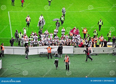 Torino FC players cheers editorial stock photo. Image of serie - 24892558