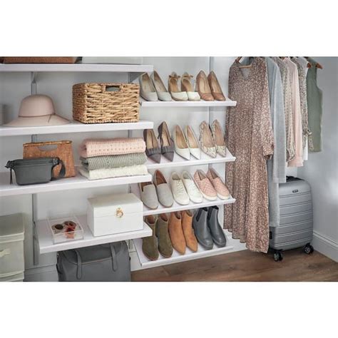 Everbilt Genevieve 4 ft. White Adjustable Closet Organizer Shoe Rack ...