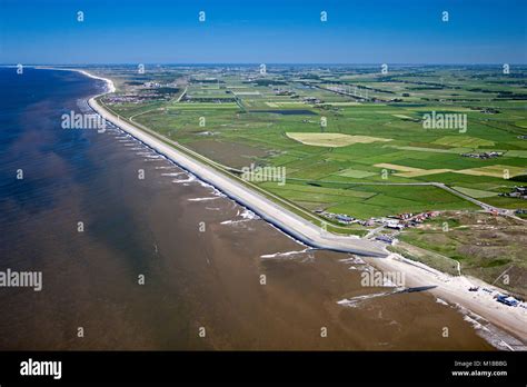 The Netherlands, Petten, Sea dike called Hondsbossche Zeewering. Aerial Stock Photo - Alamy