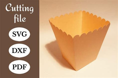 Popcorn box template, french fry box svg, Cricut, Silhouette