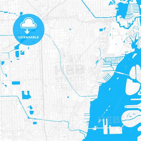 North Miami, Florida, United States, PDF vector map with water in focus ...