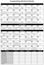 Insanity Workout Calendar