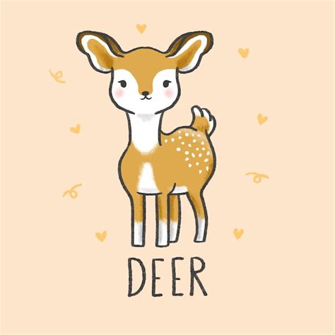 Premium Vector | Cute deer cartoon hand drawn style