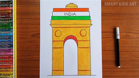 Independence Day Drawing | India Gate Drawing Easy | 15th August Drawing | Smart Kids Art - YouTube