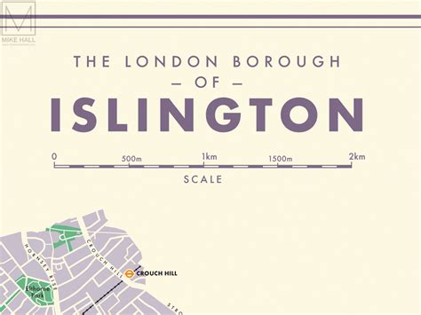 Islington (London borough) retro map giclee print – Mike Hall Maps ...