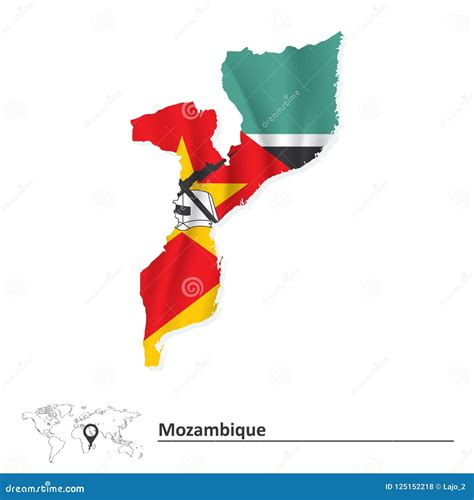 Map of Mozambique with Flag Stock Vector - Illustration of banner ...