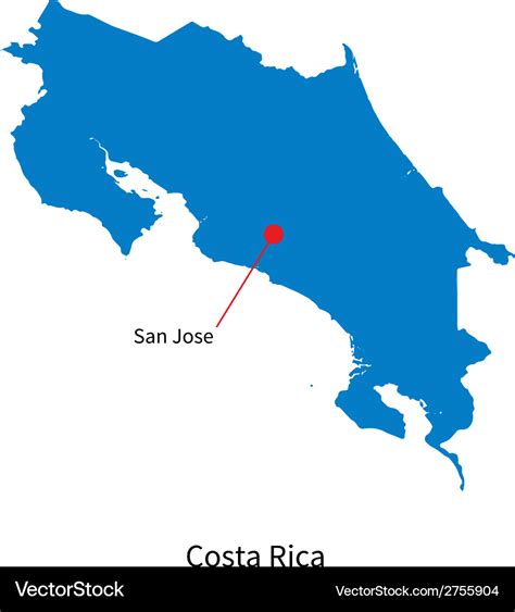 Detailed map of costa rica and capital city san Vector Image