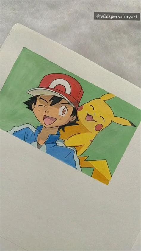 Pokemon fan art with gouache ( Ash and Pikachu) | Fan art drawing ...