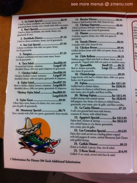 Menu at La Casita Mexican Restaurant, Porter, FM1314