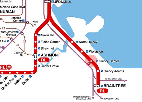 Quincy Center station map - Boston subway