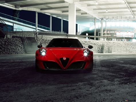 Red Alfa Romeo 4C sport car front look HD wallpaper download