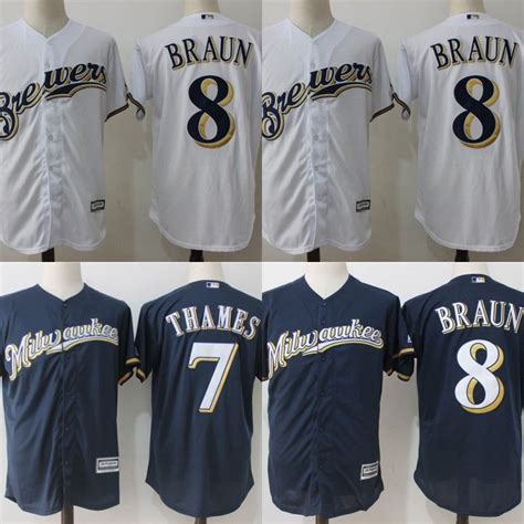 2017 Cool Base Milwaukee Brewers Jerseys Mens 7 Eric Thames 8 Ryan ...