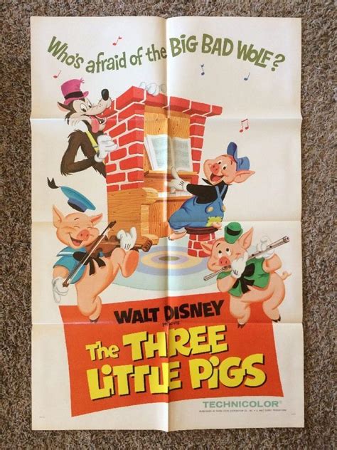 Walt Disney THREE LITTLE PIGS-Original Re-Release 1 SHEET MOVIE POSTER 27x41" | #1857418597