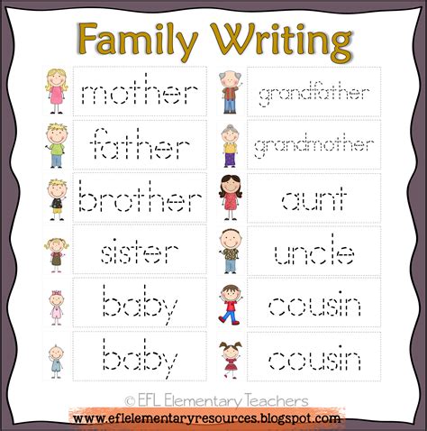 Family Members Tracing Worksheets – AlphabetWorksheetsFree.com