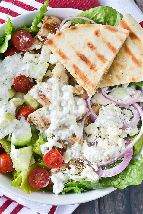 Chicken Gyro Salad with Creamy Tzatziki Dressing - Mother Thyme