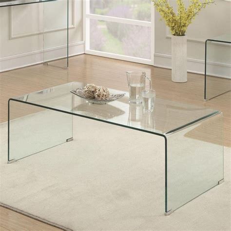 Benjara Contemporary 48 in. Clear Large Rectangle Glass Coffee Table ...