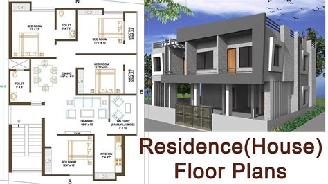 Residence (house) floor plan with vastu - YouTube