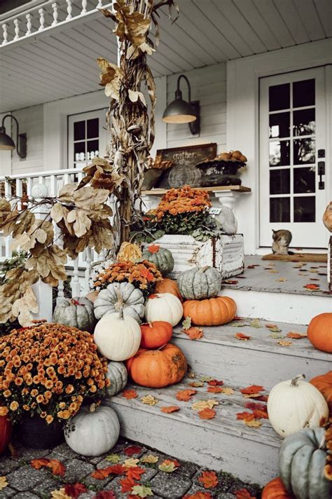 Colorful farmhouse fall porch steps – Artofit