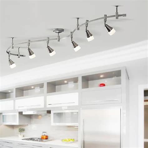 allen + roth 99.6-in 6-Light Brushed Nickel dimmable Integrated Modern ...