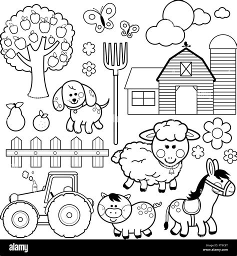 Farm Animals On Tractors Coloring Pages