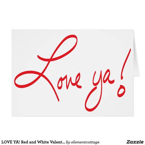 LOVE YA! Red and White Valentine Card | Zazzle.com in 2021 | Valentines ...