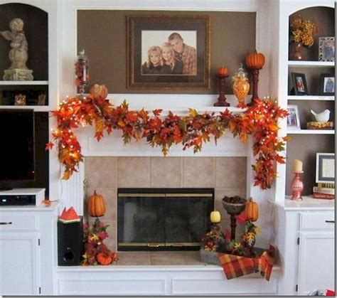 Like the leaf garland | Fall thanksgiving decor, Fall mantle decor, Fall fireplace