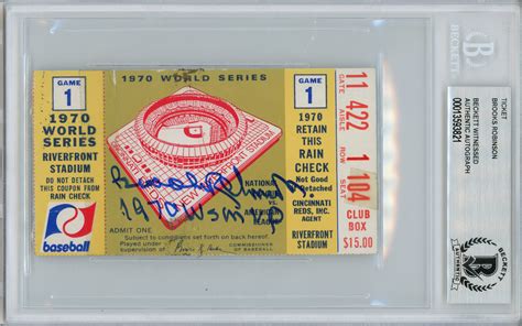 Brooks Robinson Signed 1970 World Series Game 1 Ticket Stub MVP BAS ...