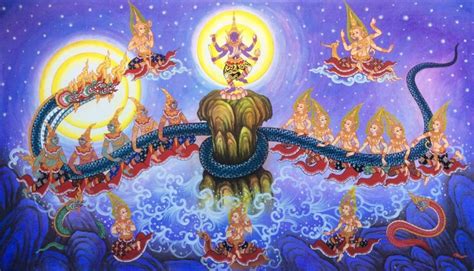 Samudra Manthan Traditional Thai Artwork | Royal Thai Art