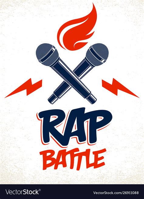 Rap battle logo or emblem with two microphones Vector Image