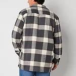 mutual weave Mens Big and Tall Fleece Shirt Jacket, Color: Gray Ivory Plaid - JCPenney