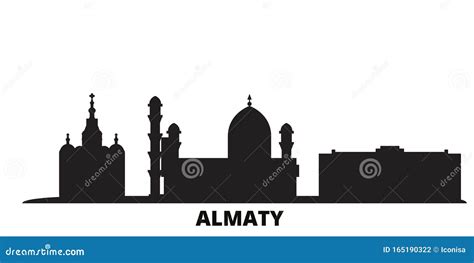 Kazakhstan, Almaty City Skyline Isolated Vector Illustration ...