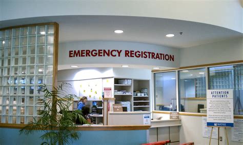 Hospital Emergency Registration desk dimensional utility signage. At ...