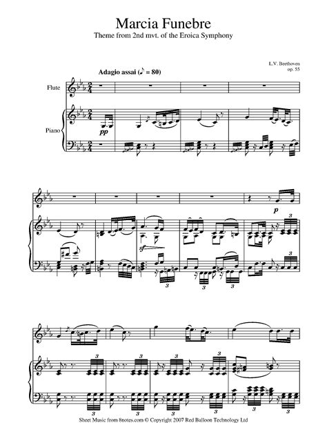 Beethoven - Marcia Funebre theme from Eroica Symphony 2nd mvt Sheet ...