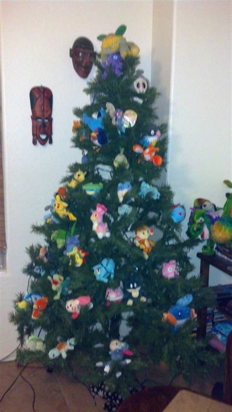 Pokemon Christmas tree my sister and I made last Christmas. : pokemon