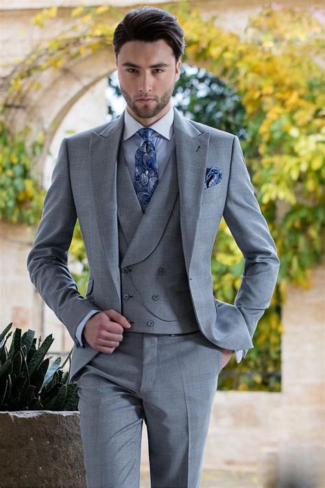 Italian Style Silver Three Piece Wedding Suit Set For Men 2019 Formal Cool One Button Tuxedo ...