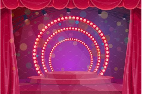 Cartoon stage with pedestal | Illustrations ~ Creative Market