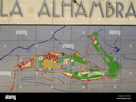 Map of the Alhambra Palace, Granada, Andalusia, Spain, Europe Stock Photo - Alamy