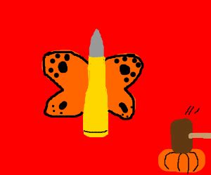 Bullet with butterfly wings - Drawception