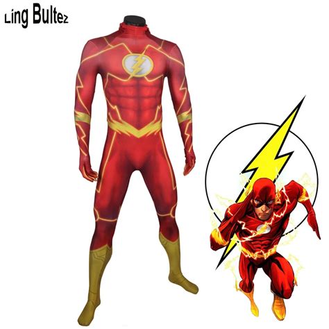 Ling Bultez High Quality Comic Hero Costume Red Flash Cosplay Costume Flash Zentai Suit Comic ...