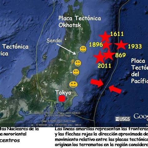 Placas tectónicas que chocan en la región norte de Japón. Solo se ...