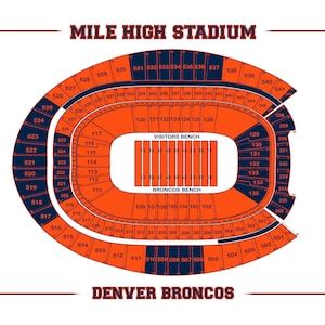 Vintage Style Print of Mile High Stadium Seating Chart on - Etsy