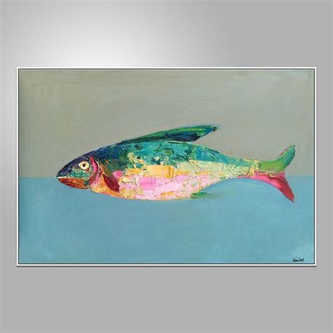 Abstract Oil Painting Fish, Original Abstract Art, Abstract Canvas Art ...