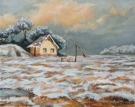 Snowy Farm House - Fine Arts Gallery - Original fine Art Oil Paintings ...