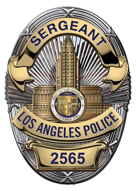 Los Angeles (Sergeant) Department Officer's Badge all Metal Sign with ...