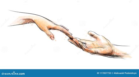 Colored Sketch Touching Hands Stock Vector - Illustration of marriage ...