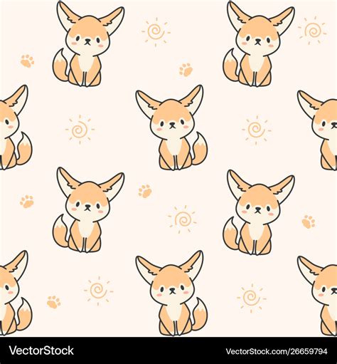 Cute fennec fox seamless pattern background Vector Image