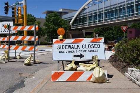 Sidewalk Closed during Construction Stock Photo - Image of asphalt ...