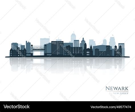 Newark skyline silhouette with reflection Vector Image