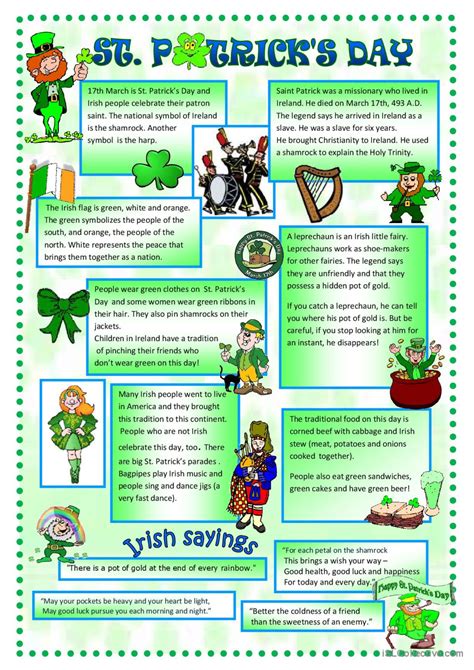 ST. PATRICK'S DAY (FACTS AND TRADITI…: English ESL worksheets pdf & doc